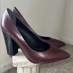 Brooks Brother’s Women’s Burgundy Wine Leather Heels Shoes Pointed Toe Size 7.5